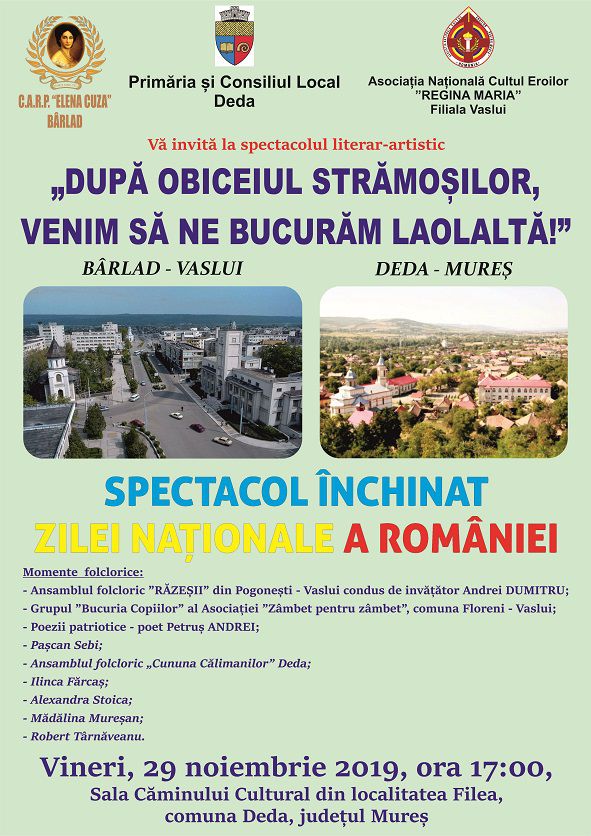  Spectacol literar artistic: După obiceiul strămoșilor, venim să ne bucurăm laolaltă!